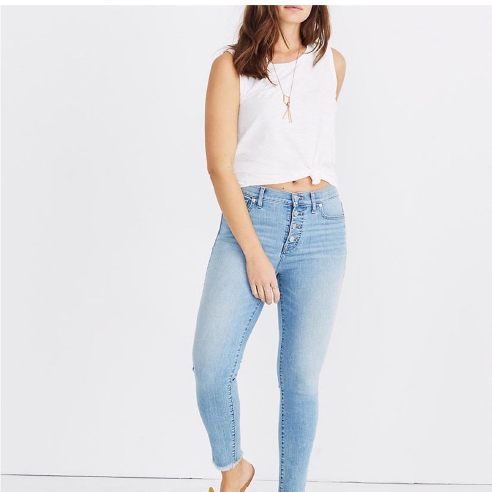 MADEWELL | 9" High-Rise Skinny Crop Jeans: Button-Front Edition Sz 26